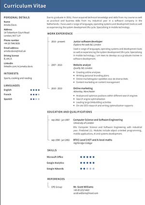 Besplatan primjer CV-a