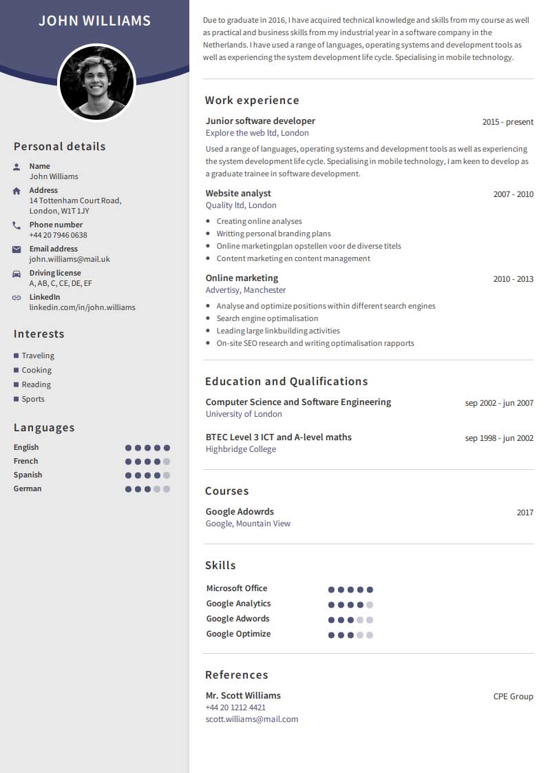 Besplatan primjer CV-a Besplatan primjer CV-a