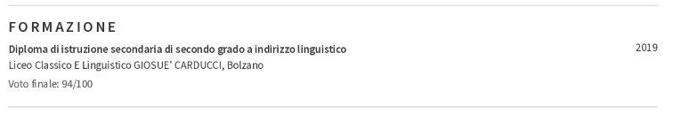 obrazovanje u životopisu na talijanskom