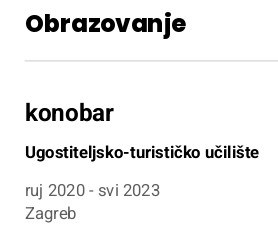 obrazovanje u zivotopisu za Lidl