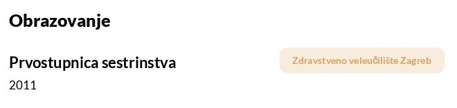 obrazovanje u životopisu medicinske sestre