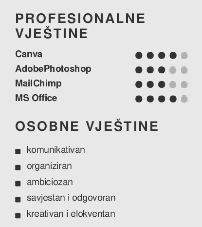 Vještine u životopisu studenta