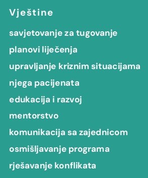 vjestine u zivotopisu za njegovateljicu